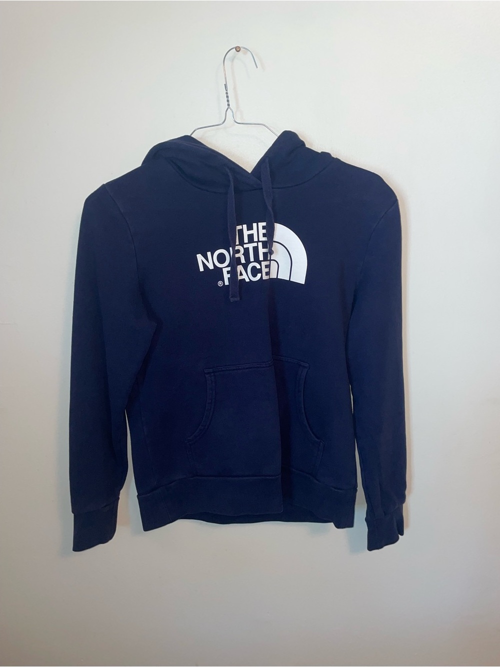 The North Face Navy Blue Women's Hoodie with White Logo
